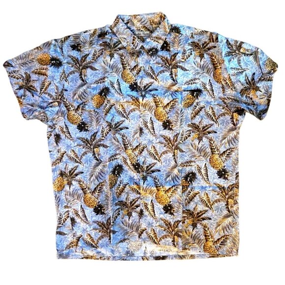 XL Hollis River Hawaiian Shirt Pineapples Palm Leaves Short Sleeve Cotton - Picture 1 of 8